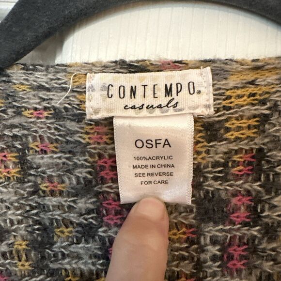 Vintage Contempo Casuals Cardigan Boho Western Shawl with Fringe One Size Y2K - Picture 4 of 6